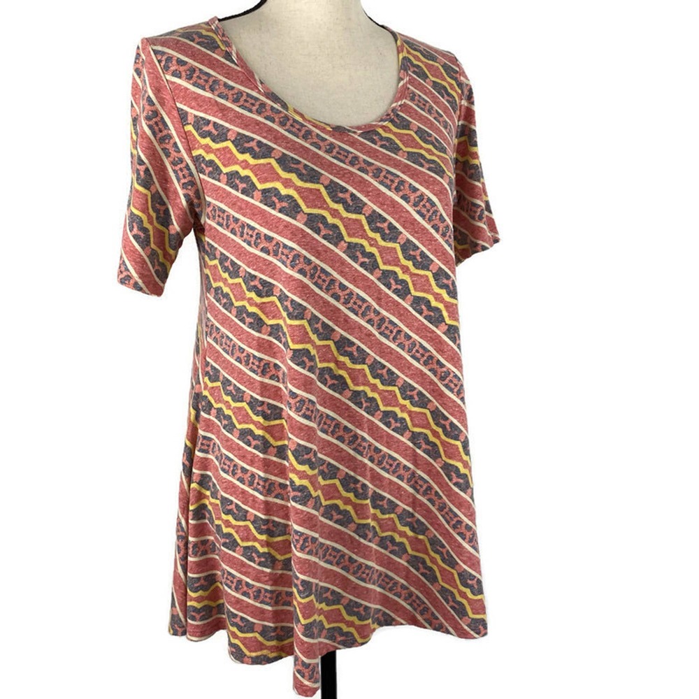 Lularoe Perfect T Tunic Top Red Print Hi Low Womens Sz Small Stripes NWT - Picture 10 of 10